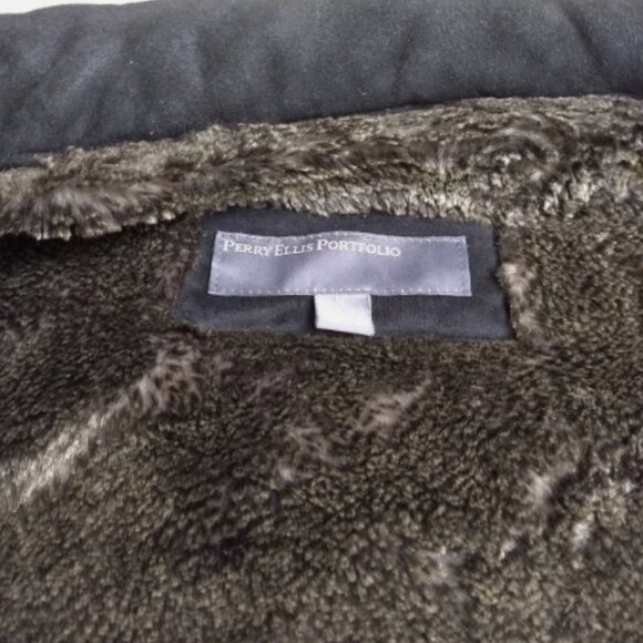 Perry Ellis Portfolio Men's Black Jacket Size Large, Fur lined - Picture 9 of 16